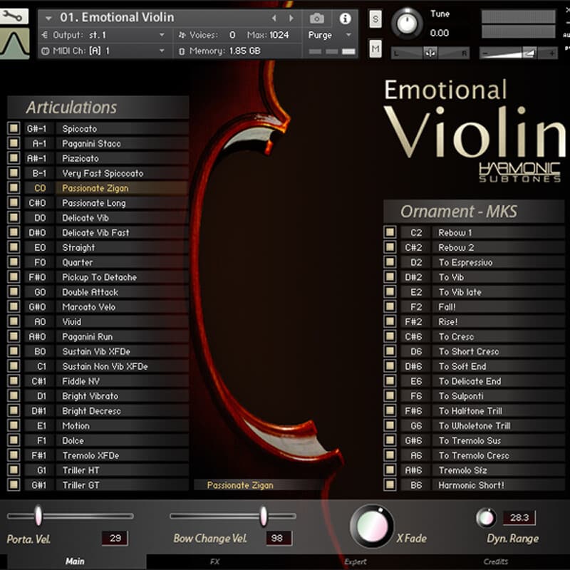 Best service Emotional Violin interface